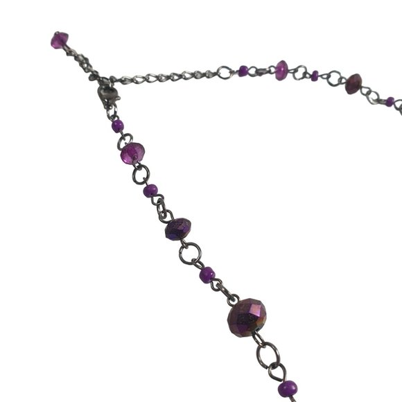 Womens Necklace Jewelry 20 Inch Purple Acrylic Plastic Gem Costume Colorful - Picture 6 of 7